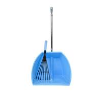 Tidee Red Gorilla Official - BIG with Short Black Plastic Rake Large Sky Blue Scoop Pan with Short Handle Wide Deep Dustpan for Garden Stable Home or Building Site