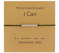Tidefire Morse Code Bracelets for Women Men Secret Message Beads Silk Cord Bangle Friendship Bracelet with Meaning Card (I Can)