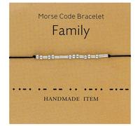 Tidefire Morse Code Bracelets for Women Men Secret Message Beads Silk Cord Bangle Friendship Bracelet with Meaning Card (Family)