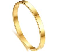 Tidefire Stainless Steel & Titanium Steel Bracelet - 18K Gold Plated Heart & Star Bangle Bracelet (Smooth Gold)
