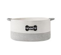 Tidelit Large Dog Toy Basket Box Bin, Woven Storage Baskets for Dog Cat, Cotton Rope Toys Storage Basket for Dogs Cats Bed Toys Accessories Organizer With Handles for All Pets-Puppies to Large (Grey)