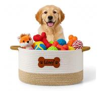 Tidelit Large Dog Toy Basket Box Bin, Woven Storage Baskets for Dog Cat, Cotton Rope Toys Storage Basket for Dogs Cats Bed Toys Accessories Organizer With Handles for All Pets-Puppies to Large