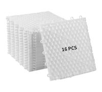 Tideme 16 PCS Hockey Floor Tiles Mats, 9.8 x 9.8 Inches Dryland Synthetic Ice Tiles for Hockey Floor, Hockey Mats, Hockey Training Equipment Boards for Shooting Outdoor, White