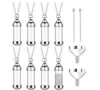 Tideme 8 Pcs Urn Necklace for Ashes - Cremation Jewelry for Ashes Stainless Steel Glass Container Cylindrical Pendants Vial Necklaces Keepsake Jewelry for Humans, Pets