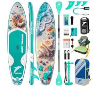 TIDETREK 11'/11'15.2 cm x 83.8 cm/86.4 cm x 15.2 cm Inflatable SUP Paddle Board - Extra Wide, Stable Stand Up Paddle Board with Premium Full Accessory Set for Adults and Teenagers (Shell