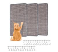 TIDEVAN 3 Pieces Cat Scratching Post Mat 50 × 25 cm Scratching Post Sofa for Cats Scratching Mat Natural Sisal Scratching Mat Sofa Door (Grey)