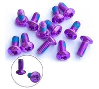 Tidevib 12PCS M5x10mm Bike Disc Brake Bolts T25 Torx Screws for ROTOR - High Carbon Steel, Purple Coated, for Disc Brakes Water Bottle Cage Shelf Fixings