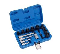 Tidevib 17-Piece Brake Caliper Socket Set with 1/2 and 3/8 Inch Square Drive, 10-Tooth Anti-Round Off Design, Made of Chrome Vanadium Steel