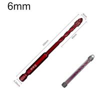 Tidevib 1Pc Four-Edged Serrated Eccentric Drill Bit, High Hardness Hexagonal Shank, for Thread Cutting, Red, 6mm/8mm/10mm/12mm