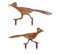 Tidevib 2-Piece Metal Garden Stakes, Desert for Art Lawn Decor with Rust Finish, Weatherproof Sculpture Outdoor Patio Planters