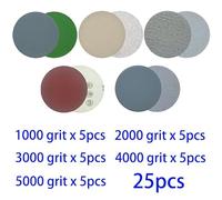 Tidevib 25-Pack 3 Inch Waterproof Sanding Discs, 1000 to 5000 Grit Silicon Carbide Abrasive Paper for Wet and Dry Polishing Wood, Metal, for Auto, Stone