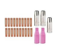 Tidevib 25PCS Welding for Torch Tips 0.8mm 1.0mm MIG MAG AK15 MB15 14AK for HITBOX MIG200 MIG250 MT2000 HBM1200 Accessories Kit with Gas Nozzles