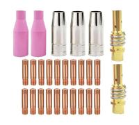 Tidevib 27-Piece MIG Welding Torch Accessory Kit for MB15, 15AK, 14AK, for HITBOX MIG200/250, MT2000, HBM1200, with 08mm and 10mm Contact Tips, Gas Nozzles, Earthenware Nozzles, and Tip Holders