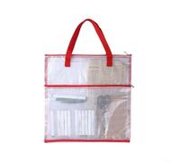 Tidevib 41x41cm Sewing Kit Bag Transparent Mesh Waterproof PVC Zipper Pouch with Handles for Large Capacity for Sewing Quilting Embroidery Supplies and Office or School Storage red