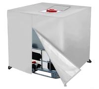 Tidevib 420D Oxford IBC Tank Cover for 1000L Water Container, UV Resistant Dust Proof Protection Sleeve with Zipper Top and Drawstring Bottom, Weatherproof Garden Storage Accessory(Silver)