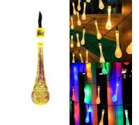Tidevib 60 LED Water Drop Solar String Lights Outdoor, 8 Meters, Colorful & Warm White, 8 for Lighting Modes, Weather Resistant Garden Party Christmas Decoration