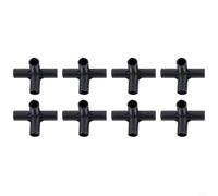Tidevib 8PCS 4-Way PE Pipe Fittings 8/12/16/19mm Tubes, Black Plastic Connectors DIY Greenhouse Frames, Plant Support Stands and Garden Shelving(12mm)