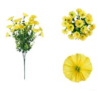 Tidevib Artificial Silk Morning Glory Bouquet with Eucalyptus, UV Resistant Flowers for Indoor Decor for Living Room(Yellow)