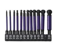 Tidevib Ball End Hex Screwdriver Bit Set, 9-Piece 75mm Bits with 1/4 Inch Hex Shank, Includes L-Shaped Screwdriver and Holder for Angled Access