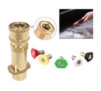Tidevib Brass Pressure Washer Quick Connect Adapter for Karcher K2 K3 K4 K5 K6 Series with 1/4" Connector and 5-Piece Nozzle Set