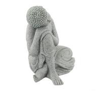 Tidevib Buddha Statue Garden Ornament Sandstone Resin Effect Outdoor Indoor Decor for Lawn Yard Plant and Fish Tank(S)