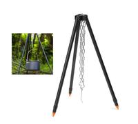 Tidevib Campfire Tripod Cooking, Adjustable Height Outdoor Camping Tripod Stand with, 3-Stage Height 52-123.5 cm, Black