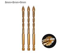 Tidevib Eccentric Drill Bit Set for Glass Tile, 4-Flute Triangle Punching Drill Bits for Tile/Glass/Hard Plastic/Cement, 6mm-12mm Hex Shank, Carbide Material