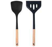 Tidevib Ergonomic Silicone Spatula and Colander Set with Wooden Handle, Heat-Resistant Kitchen Utensils for Cooking and Baking, Simple to Clean and Store