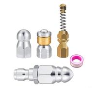 Tidevib for Stainless Steel Sewer Jetting Nozzle Kit with 1/4"" Quick for Connect, 5-Piece Drain Cleaning Set High Pressure Water Hose Pipe Flushing
