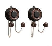 Tidevib for Stainless Steel Suction Cup Hooks Double Wall Hanger for Bathroom Shower and Kitchen Storage, Strong Hold on Tiles or Glass, No Drilling Installation, Removable, Set of 2