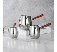 Tidevib for Stainless Steel Turkish Coffee Pot with Wooden Handle Melted Chocolate Sauce Heating, 300ML/420ML/600ML, Compatible Use