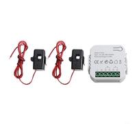 Tidevib For TUYA Digital Power Meter WiFi Electric Energy Monitor Dual Channel Current Clamp Voltage Frequency Measurement Device With Alarm System(White 2CT)