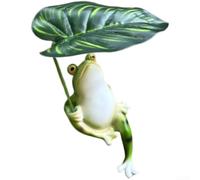Tidevib Green Frog Statue 12x8x15cm Waterproof Outdoor Decor | Realistic sitting pose, leaf shade detail, synthetic resin, 12x8x15cm, fish tank garden