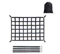Tidevib Heavy Duty Truck Cargo Net with High-Strength Polyester Mesh, Galvanised Iron Hardware and Adjustable S-Hooks, 1.5 Inch Wide Straps