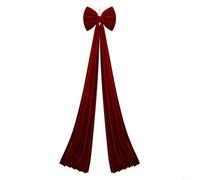 Tidevib Large Velvet Christmas Bow Decoration 40x200cm for Holiday Tree, Garland or Festive Centerpiece, Soft Plush Burgundy Ornament(Wine red)