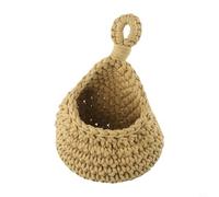 Tidevib Natural Straw Woven Plant Storage Basket 3-Tier Storage Organizer Natural for JUTE Woven Fruit Vegetable Holder for Kitchen Garden(C（18X24CM）)