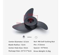 Tidevib Outboard Engine Propeller for 26/30/40lb Electric Trolling Motors, Compatible with SUNELEXE, Watersnake, and More, High-Speed Plastic Propeller with Prop Pin and Nut, Black