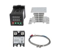 Tidevib PID Temperature Controller REX-C100 with 40A Solid State Relay, K-Type Sensor and Heat Sink for PLC Systems and Temperature Regulation