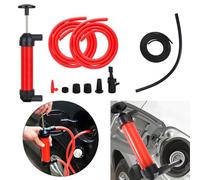 Tidevib Portable Manual Siphon Pump Kit for Car Fuel, Oil, and Water Transfer with 1. Hoses and Nozzle, Automotive and Marine Use
