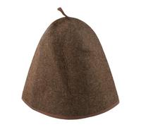 Tidevib Sauna Felt Hat for Bath Wool Banya Room Vaporarium Use, 34x26cm Brown Foldable Heat-Insulating Cap with Adjustable Strap