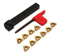 Tidevib SER1212H16 12mm Lathe Tool Holder and 10Pcs 16ER AG60 Carbide Threading Inserts for CNC Turning