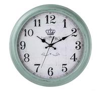 Tidevib Silent Non-Ticking Vintage Wall Clock 33cm Teal for battery Operated Round Quartz Clock Rustic Design