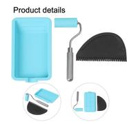 Tidevib Silicone Roller Brush Set with Paint Tray, 3-Piece Painting Tool Kit for Home Renovation and Commercial Design, Blue