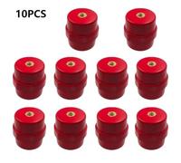 Tidevib SM-35 M8 Busbar Insulators, 10Pcs Red High Strength Polyester Spacer Insulators for Power Distribution Cabinets