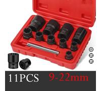 Tidevib Socket Extractor Set for Lug Nuts and Stud Bolts, 11-Piece Kit with 3/8" & 1/2" Adapter, High-Strength Cr-Mo Steel for Impact Wrench and Power Tools
