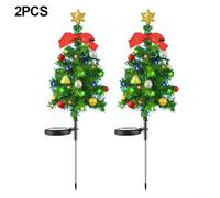 Tidevib Solar Christmas Tree Lights Outdoor Waterproof LED Ground Decoration with Berries Bells Bows Auto On Off IP65