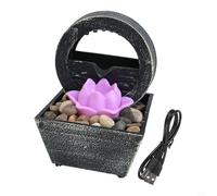 Tidevib Tabletop Indoor Water Fountain with Creative Flowing Water Design, Pebble Rock Ornament and Calming LED Light, Battery or USB Powered(A)