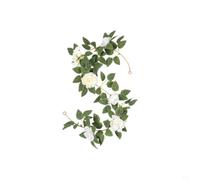 Tidevib Wedding Artificial Flower Arch, Outdoor Vine Decoration, Green Foliage with Blooms(White-1)
