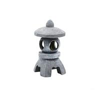 Tidevib Zen Garden Solar Pagoda Lantern, Imitation Stone Resin Outdoor Pathway Light with Auto On/Off LED, Waterproof Decorative Statue Lamp for Yard Patio Lawn Walkway, Grey(B)