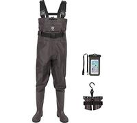 TIDEWE Bootfoot Chest Wader, 2-Ply Nylon/PVC Waterproof Fishing & Hunting Waders with Boot Hanger for Men and Women Brown Size 8